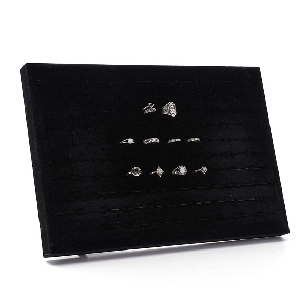 

PandaHall Velvet Ring Displays, with Wood, Black, 35x24x4cm Velvet Black