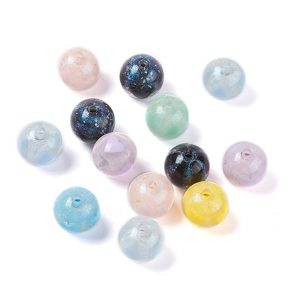 

PandaHall Opaque Acrylic Beads, Glitter Powder, Round with Heart Pattern, Mixed Color, 15.5x15mm, Hole: 3mm Acrylic Heart Multicolor