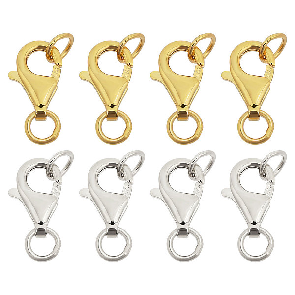 

PandaHall Globleland 8Pcs 2 Colors 925 Sterling Silver Lobster Claw Clasps, with Jump Rings, Golden & Silver, 10mm, Clasp: 8x5x2mm...