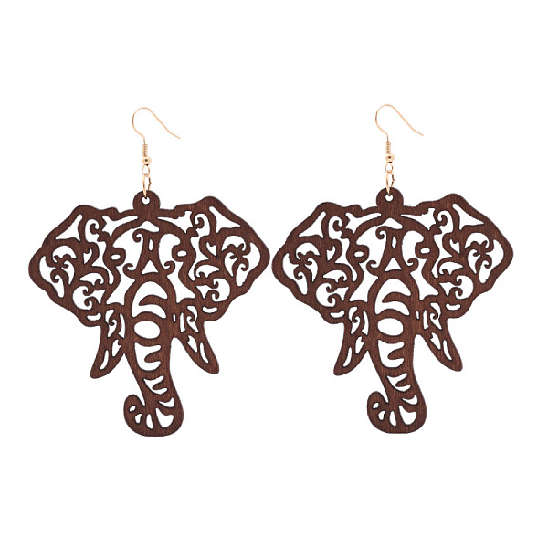Hollow Wood Dangle Earrings