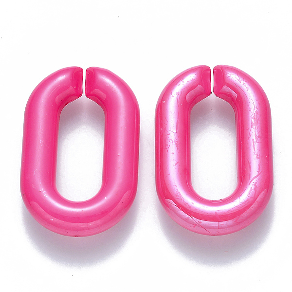 

PandaHall Opaque Acrylic Linking Rings, Quick Link Connectors, for Cable Chains Making, Pearlized, Oval, Deep Pink, 31x19.5x5.5mm, Inner...