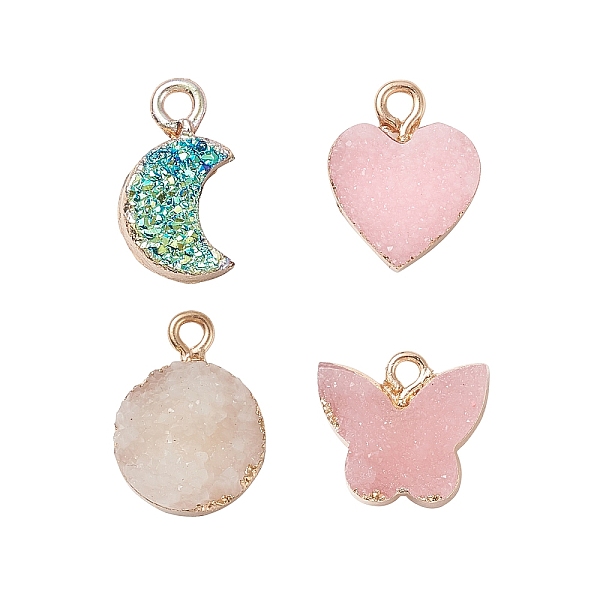 

PandaHall SUNNYCLUE Druzy Resin Pendants, with Golden Tone Brass Findings and Iron Pinch Bails, Fish, Mixed Color, 14~18x3.5~16x3.5~6.5mm..., Multicolor