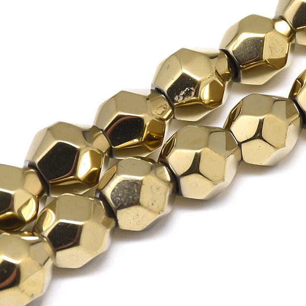 

PandaHall Electroplate Non-magnetic Synthetic Hematite Beads Strands, Faceted Round, Light Gold Plated, 8x8x7.5mm, Hole: 1mm, about...