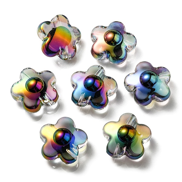 

PandaHall UV Plating Rainbow Iridescent Transparent Acrylic Beads, Two Tone, Flower, Black, 17x17x9mm, Hole: 2.7mm Acrylic Flower Black