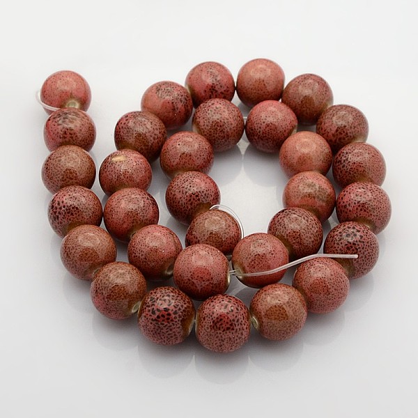 

PandaHall Handmade Fancy Antique Glazed Porcelain Ceramic Round Beads Strands, Brown, 10mm, Hole: 2mm, about 35pcs/strand, 13.8 inch...