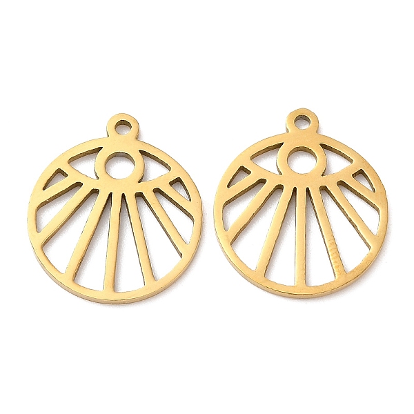 

PandaHall 201 Stainless Steel Pendants, Hollow, Flat Round with Eye Charm, Golden, 18x15.5x1mm, Hole: 1.2mm 201 Stainless Steel Flat Round