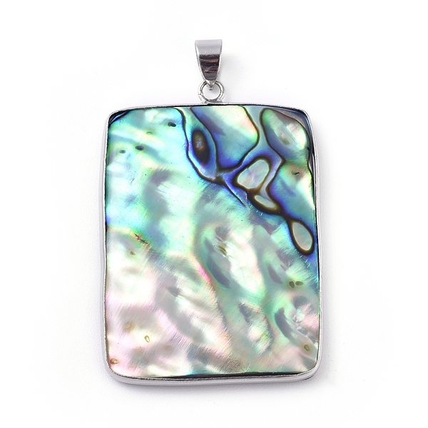 

PandaHall Abalone Shell/Paua Shell Pendants, with Brass Open Back Settings, Rectangle, Platinum, 45.5x31.5x4.5mm, Hole: 4x5.5mm Paua Shell...