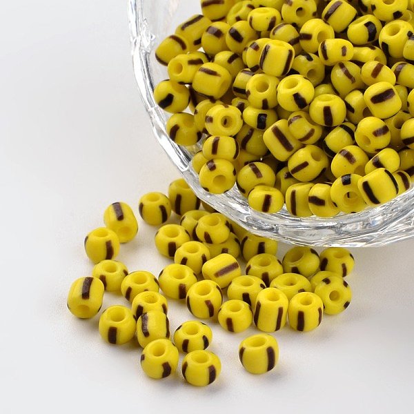 

PandaHall 6/0 Opaque Colours Seep Glass Beads, Round Seed Beads, Yellow, 3.5~4x2.5~3mm, Hole: 0.5mm, about 5500pcs/450g Glass Yellow