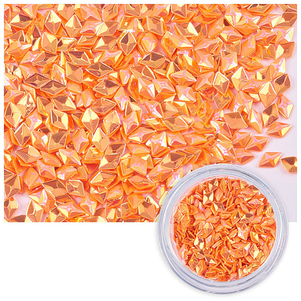 

PandaHall Laser Shining Nail Art Glitter, Manicure Sequins, DIY Sparkly Paillette Tips Nail, Rhombus , Orange, 3.5x2.5x1.5mm, 1g/box Plastic...