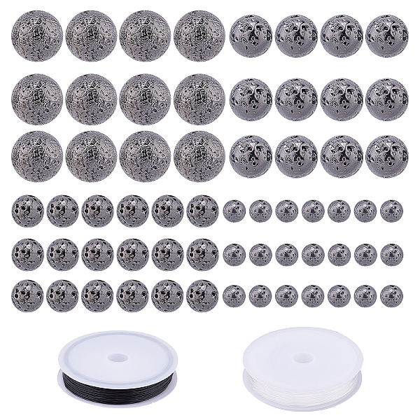

PandaHall DIY Bead Stretch Bracelets Making Kits, Including Electroplated Natural Lava Rock Round Beads and Elastic Crystal Thread, Beads...
