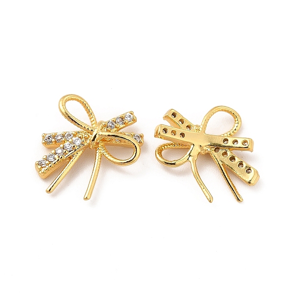 

PandaHall Brass Micro Pave Cubic Zirconia Cabochons, Nail Art Decorations, Bowknot, Golden, 11.5x10.5x3.5mm Brass Bowknot Clear