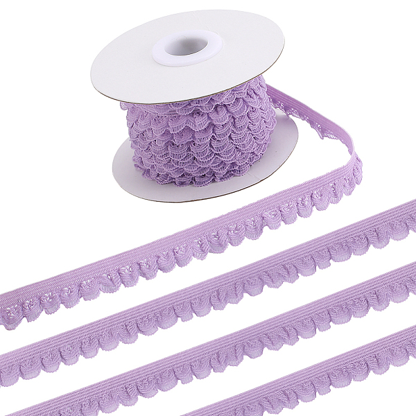 

PandaHall 10 Yards Polyester Elastic Lace Trim, Single Edged Flower Trimming, for Clothes Sewing, Lilac, 1/2 inch(12mm), about 10.00 Yards..., Purple