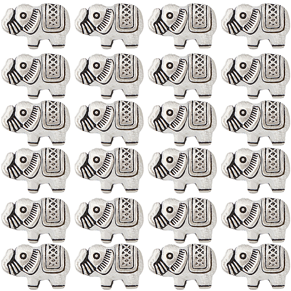 

PandaHall SUNNYCLUE 1 Box 80Pcs Silver Elephant Beads Bulk Animal Beads Antique Alloy Tibetan Style Large Hole Loose Spacer Zoo Elephants...