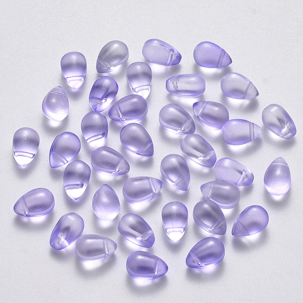 

PandaHall Transparent Spray Painted Glass Charms, with Glitter Powder, Teardrop, Lilac, 9x6x6mm, Hole: 1mm Glass Teardrop Purple