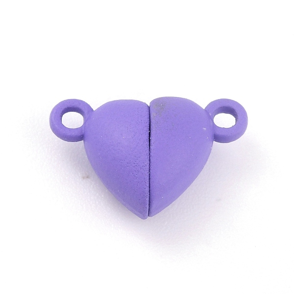 

PandaHall Alloy Magnetic Clasps with Loops, Heart, Lilac, 15x9.5x6mm, Hole: 1.5mm Alloy Heart Purple
