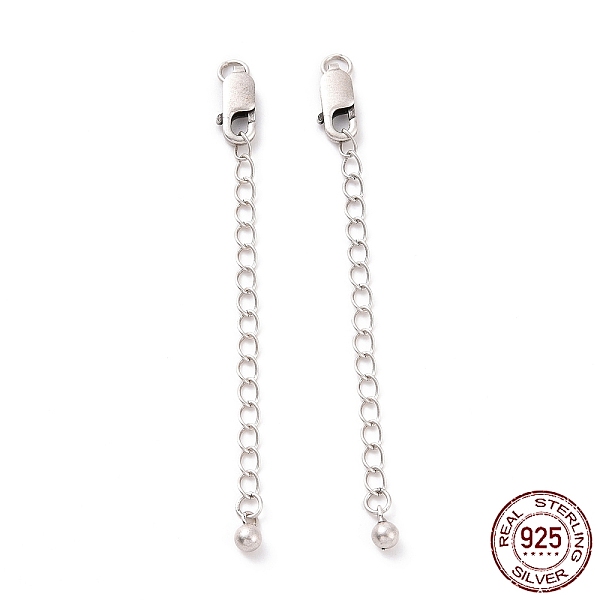 

PandaHall 925 Sterling Silver Chain Extenders, with Lobster Claw Clasps & Charms, Round, Antique Silver, 62x2.5mm, Hole: 2.4mm Sterling...
