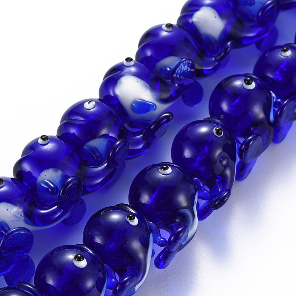 

PandaHall Handmade Bumpy Lampwork Beads Strands, Dolphin, Blue, 18~21x17~21x15~16mm, Hole: 2.5mm, about 30pcs/strand, 15.75 inch(40cm)...