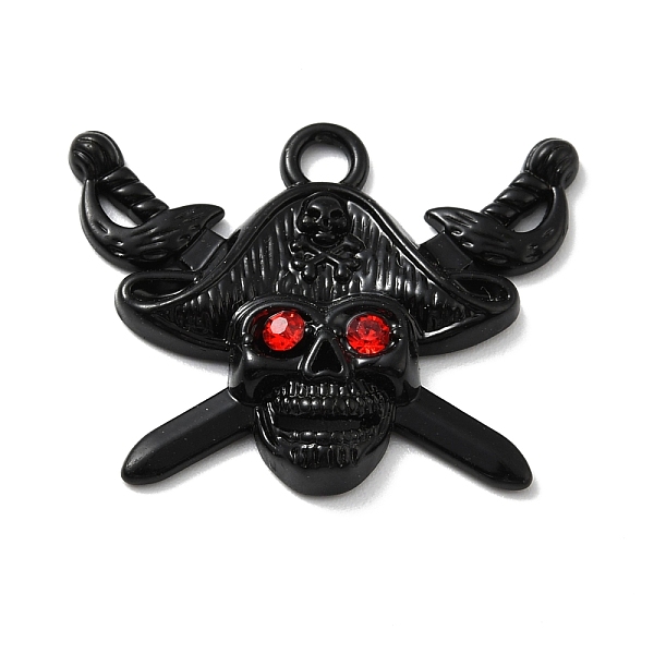 

PandaHall Halloween Alloy Pendants, with Ruby Rhinestones, Pirate, Electrophoresis Black, 23.5x30x4.5mm, Hole: 2.5mm Alloy+Rhinestone Others..., Red