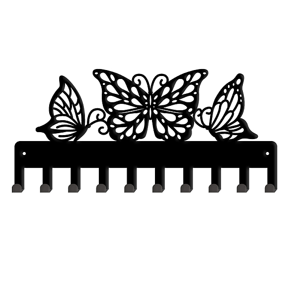 

PandaHall SUPERDANT Metal Key Holder 10 Hooks Butterfly Black Iron Wall Mounted Hooks for Bag Clothes Key Hanging Wall Decoration 11.5x25cm...
