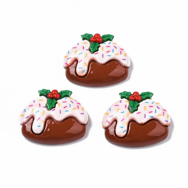 PandaHall Christmas Theme Opaque Resin Decoden Cabochons, Cake, Saddle Brown, 22x27x8mm Resin Food