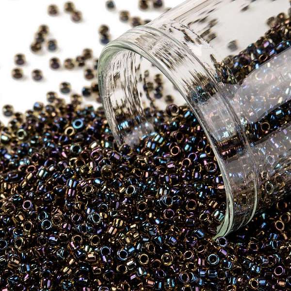 

PandaHall TOHO Round Seed Beads, Japanese Seed Beads, (245) Inside Color AB Jonquil/Jet Lined, 15/0, 1.5mm, Hole: 0.7mm, about...