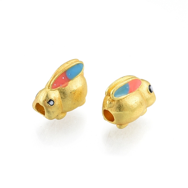 

PandaHall Alloy Enamel Beads, Matte Gold Color, Rabbit, Colorful, 11x7x8.5mm, Hole: 2.5mm Alloy+Enamel Rabbit