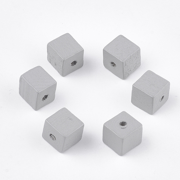 

PandaHall Painted Natural Wood Beads, Cube, Light Grey, 10x10x10mm, Hole: 2mm Schima Wood Cube Gray