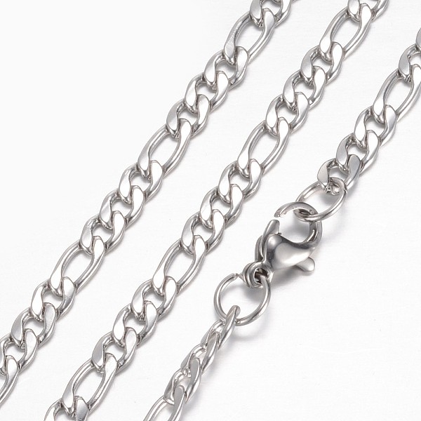 

PandaHall 304 Stainless Steel Figaro Chain Necklaces, with Lobster Claw Clasps, Stainless Steel Color, 19.68~19.88 inch(50~50.5cm), 4mm, 4mm...