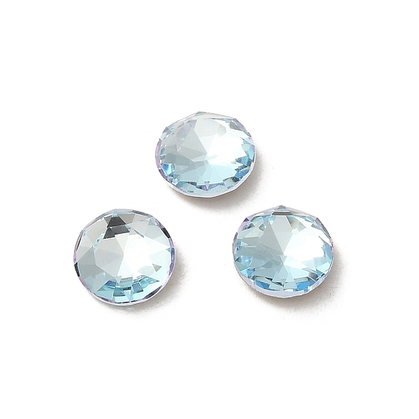 

PandaHall Glass Rhinestone Cabochons, Point Back & Back Plated, Faceted, Flat Round, Light Azore, 6x2.7mm Glass Rhinestone Flat Round Blue