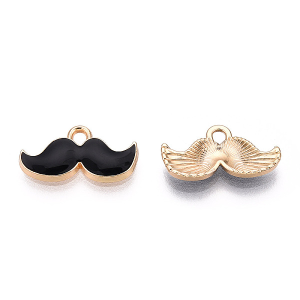 

PandaHall Eco-Friendly Zinc Alloy Pendants, with Enamel, Moustache, Cadmium Free & Nickel Free & Lead Free, Light Gold, Black, 9x17x2mm...