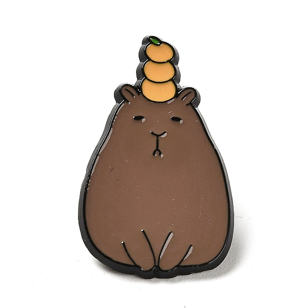 

PandaHall Cartoon Bank Beaver Enamel Pins, Black Alloy Brooches for Backpack Clothes, Sandy Brown, 30x18x1.5mm Alloy+Enamel Other Animal