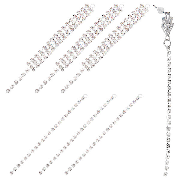 

PandaHall SUNNYCLUE 16pcs 2 style Brass Rhinestone Cup Chain Big Pendants, Tassel Pendant, Crystal, Silver, 68~70x2.5~6x2mm, Hole: 1.6mm...