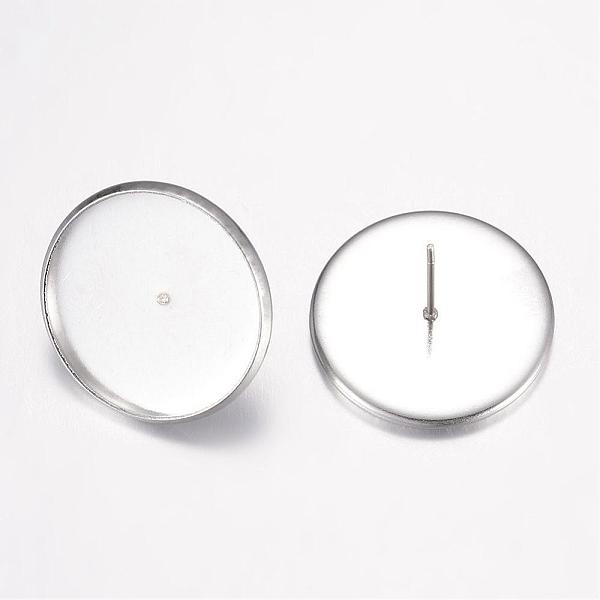 

PandaHall 304 Stainless Steel Ear Stud Settings, Stainless Steel Color, Tray: 20mm, 13mm, Pin: 0.7mm 304 Stainless Steel Others
