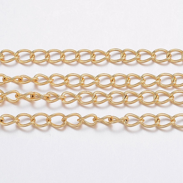 

PandaHall 3.28 Feet Ion Plating(IP) 304 Stainless Steel Curb Chains, for Jewelry Making, Soldered, Golden, 3.5x2.5x0.5mm 304 Stainless Steel