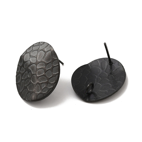 

PandaHall 304 Stainless Steel Stud Earrings Findings, with Vertical Loop, Textured Oval, Electrophoresis Black, 20x16mm, Hole: 2.5mm, Pin...