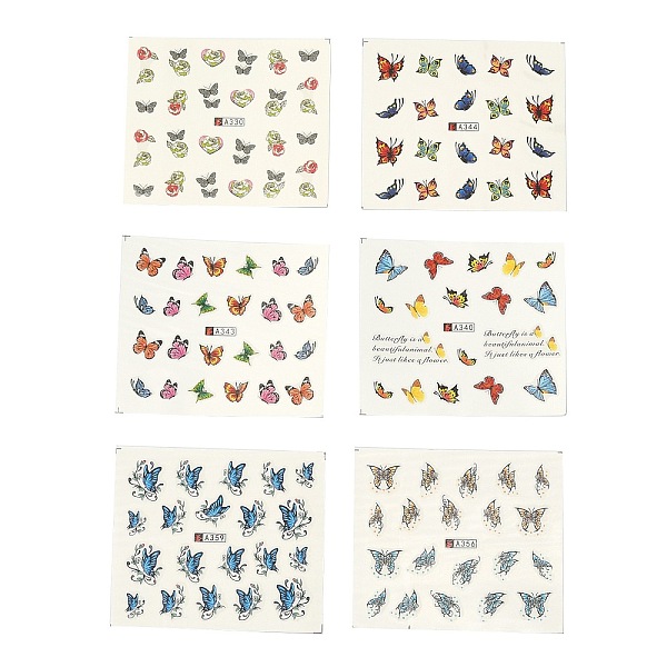 

PandaHall Nail Art Water Transfer Sticker, Butterfly Flower Watermark Nail Decals, for Woman Girls Nails Design Manicure Tips Decoration..., Multicolor