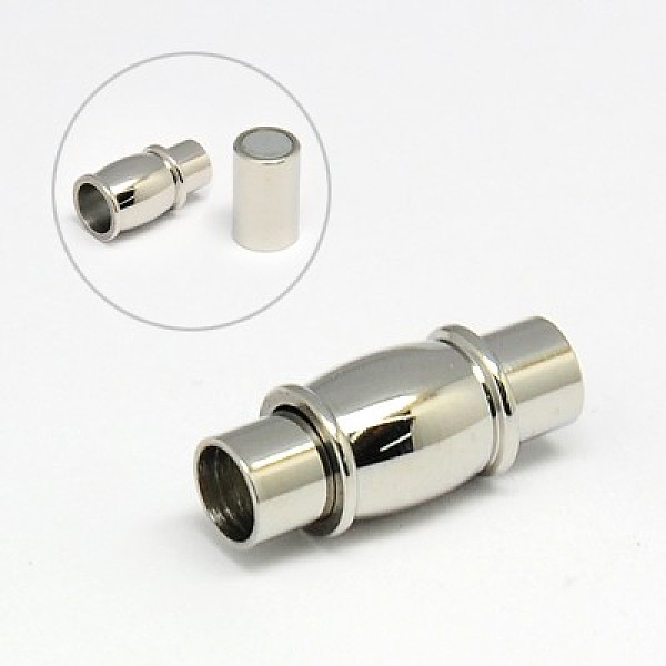 

PandaHall 304 Stainless Steel Magnetic Clasps with Glue-in Ends, Column with Barrel, 17x7mm, Hole: 4mm 304 Stainless Steel Column