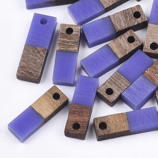 

PandaHall Resin & Wood Pendants, Rectangle, Mauve, 17x5.5x3~3.5mm, Hole: 1.5mm Resin+Wood Rectangle Purple