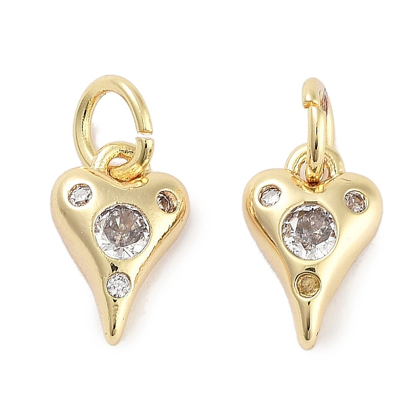 

PandaHall Brass Micro Pave Cubic Zirconia Charms, with Jump Ring, Heart, Real 18K Gold Plated, Clear, 10x6.5x2.5mm, Hole: 3mm Brass+Cubic...