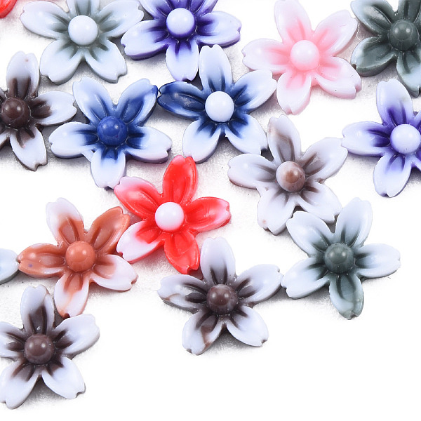 

PandaHall Opaque Resin Cabochons, Flower, Mixed Color, 7x7.5x2.5mm Resin Flower Multicolor