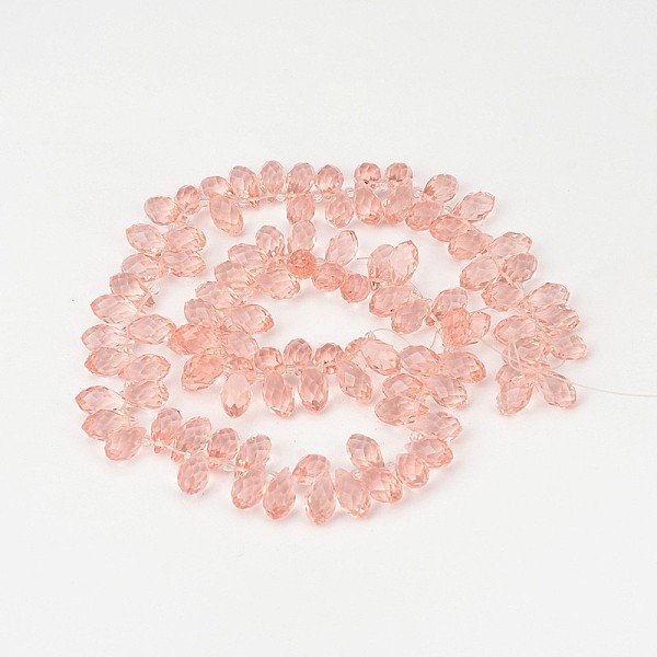 Faceted Teardrop Glass Beads Strands
