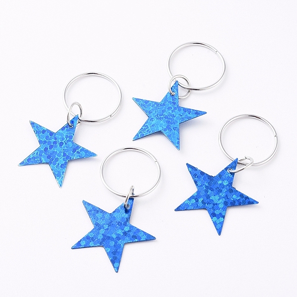 

PandaHall Paillette/Sequin Hair Braid Rings Pendants, Hair Clip Headband Accessories, Star, Platinum, Dodger Blue, 34mm Plastic Star Blue