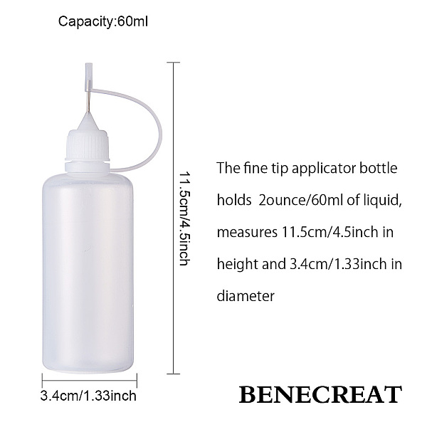 

PandaHall BENECREAT 18 PACK 2 Ounce(60ml) Multi Purpose DIY Precision Tip Applicator Bottles Set - DIY Quilling, Glue Applicator, Oiler..., Clear