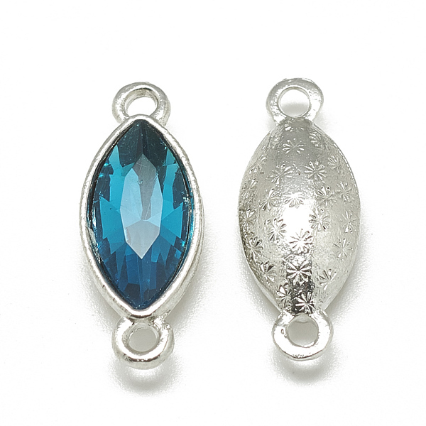 

PandaHall Alloy Glass Links connectors, Faceted, Horse Eye, Platinum, Teal, 23x9x5mm, Hole: 1.5mm Alloy+Glass Horse Eye Cyan