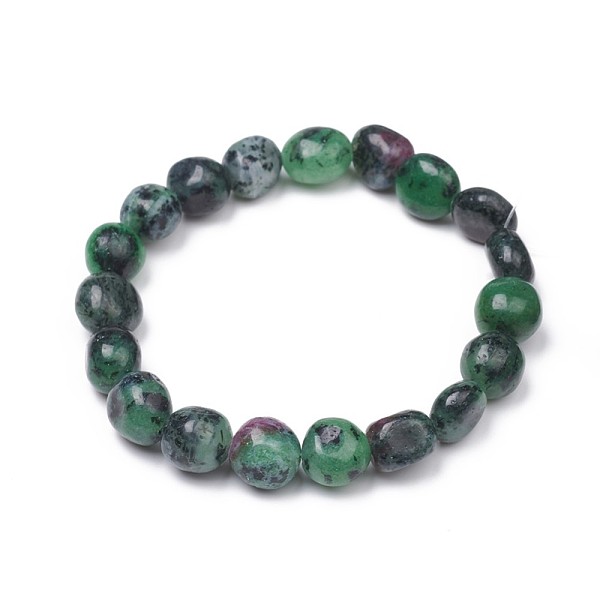 

PandaHall Natural Ruby in Zoisite Stretch Beaded Bracelets, Tumbled Stone, Nuggets, 1-7/8 inch~2-1/8 inch(4.8~5.5cm), Beads: 8~16.5x7~10mm...