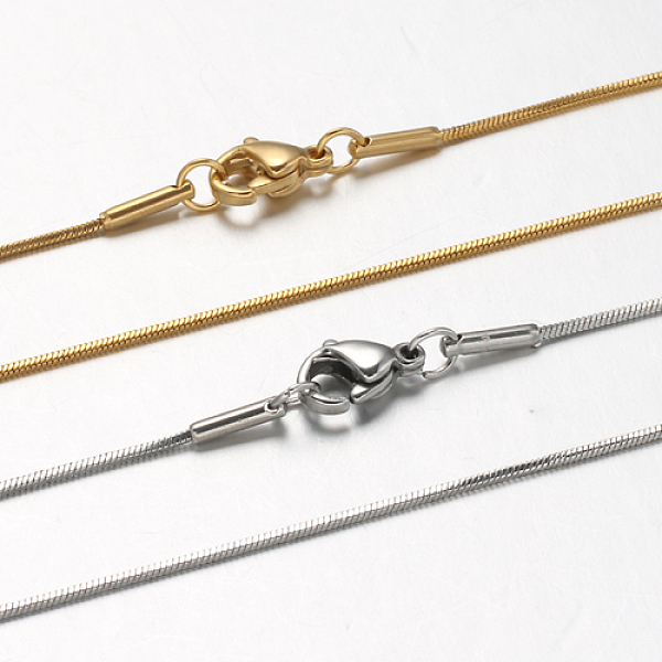 

PandaHall 304 Stainless Steel Snake Chains Necklaces, with Lobster Claw Clasps, Mixed Color, 17.7 inch(45cm), 0.9mm 304 Stainless Steel