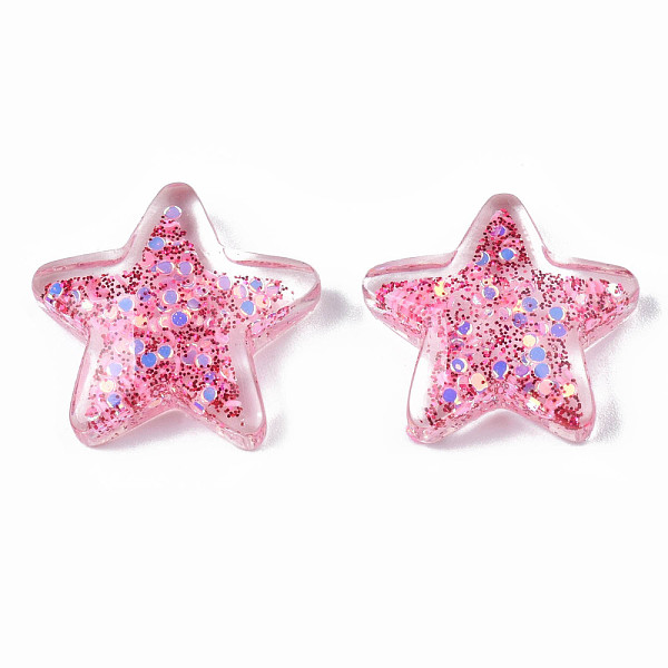 

PandaHall Transparent Resin Cabochons, with Paillette and Glitter Powder, Star, Hot Pink, 19x21x6mm Epoxy Resin Star