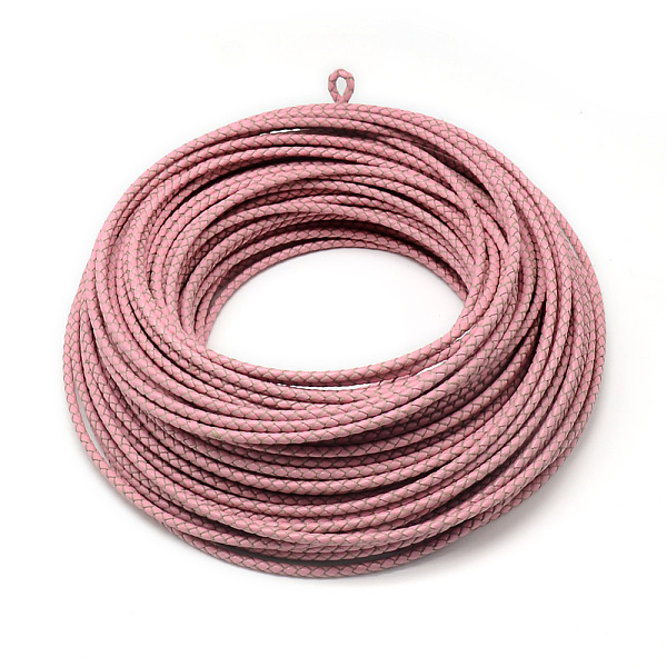 

PandaHall Leather Braided Cord, Pink, 3mm, about 54.68 yards(50m)/bundle Leather Round Pink