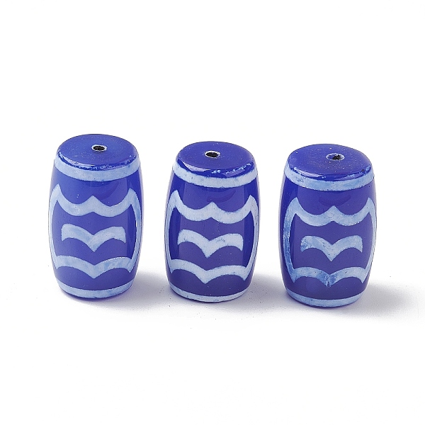 

PandaHall Tibetan Style dZi Beads, Blue Natural Agate Beads, Dyed & Heated, Oval, Roc/Peng Pattern, 22x14mm, Hole: 1.5mm Tibetan Agate