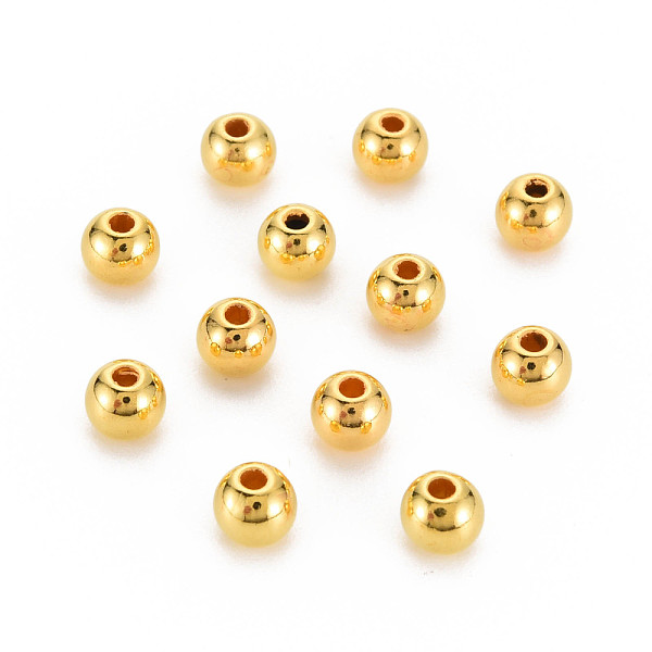 

PandaHall ABS Plastic Beads, Round, Golden Plated, 8x7.5mm, Hole: 1.8mm, about 1700pcs/500g ABS Plastic Round